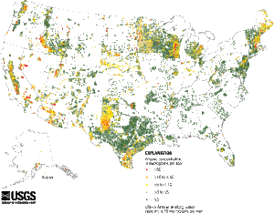 Arsenic concentrations in groundwater, via USGS.